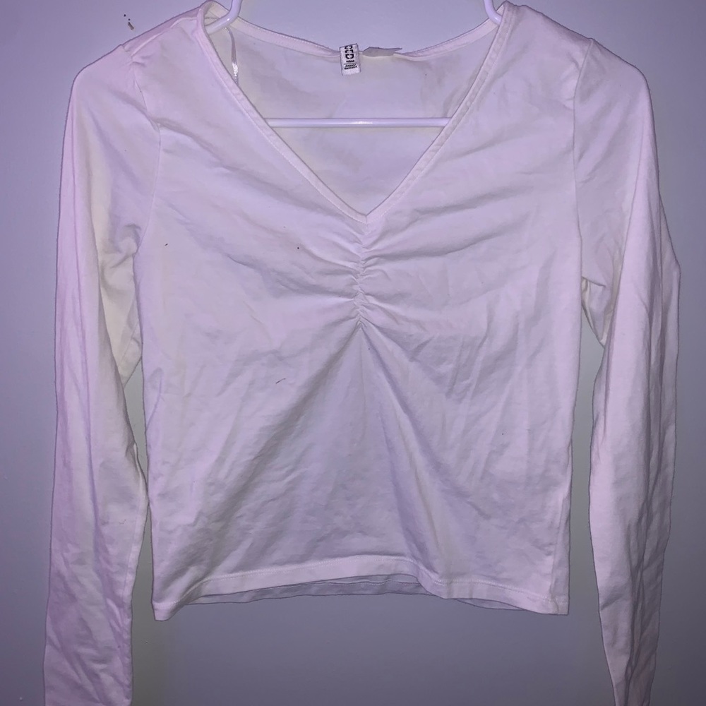 H&M Ruched White Long Sleeve